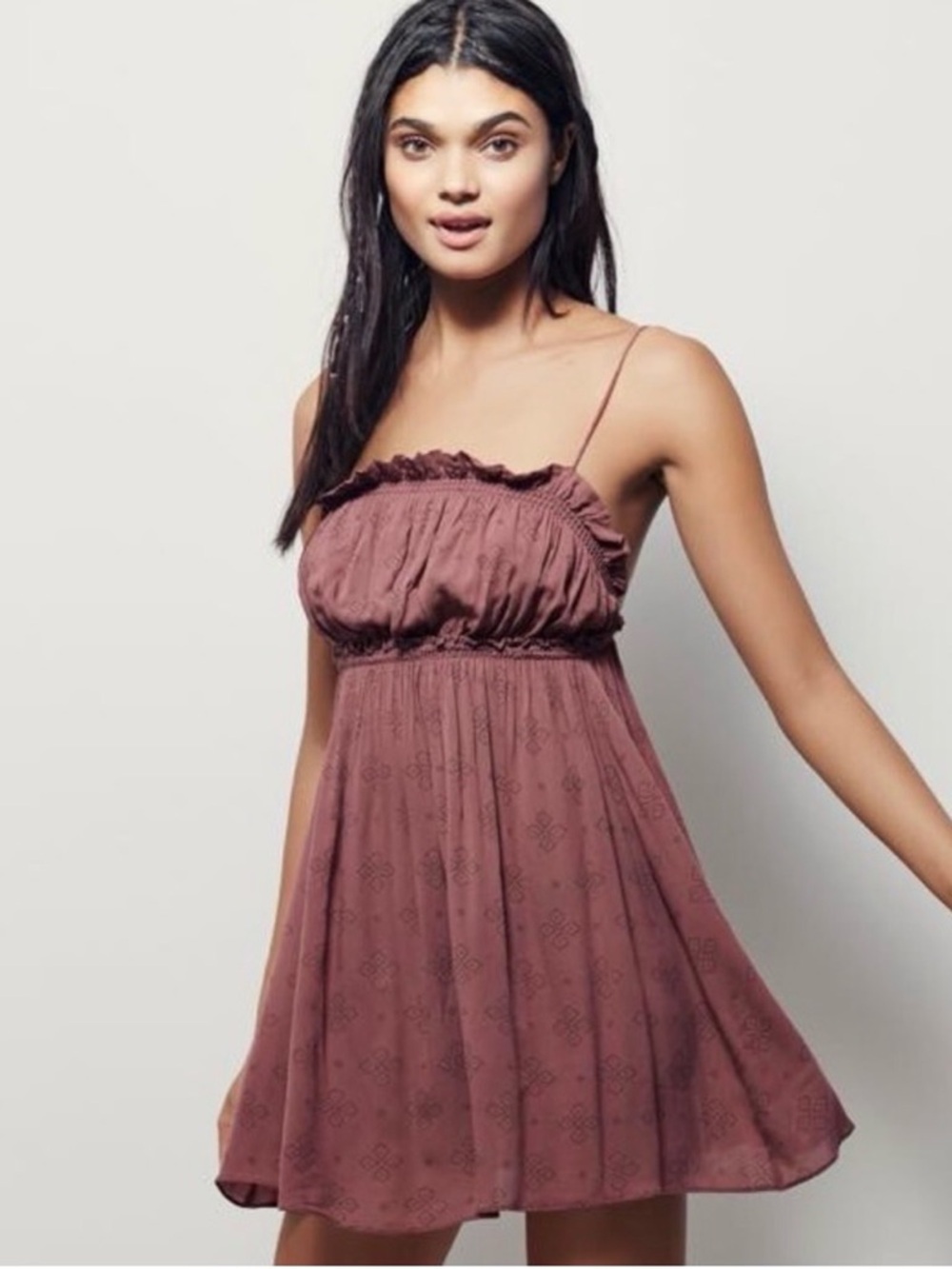 Free People Jolene Slip Dress size Large clay combo mauve pink intimately free